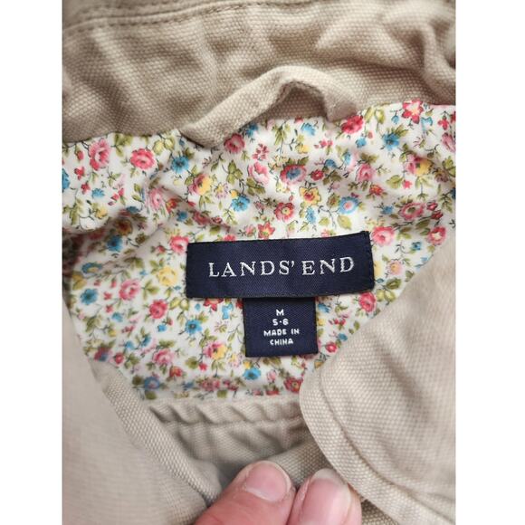 Lands' End Girl's Medium Khaki Lined Jacket Size M 5-6 100% Cotton - Picture 2 of 5